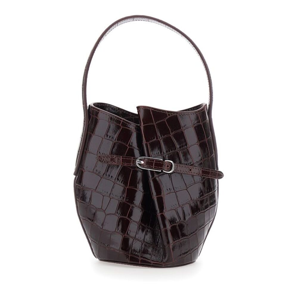 Liffner Women Bordeaux Bucket Bag With Adjustable Belt In Leather For Women